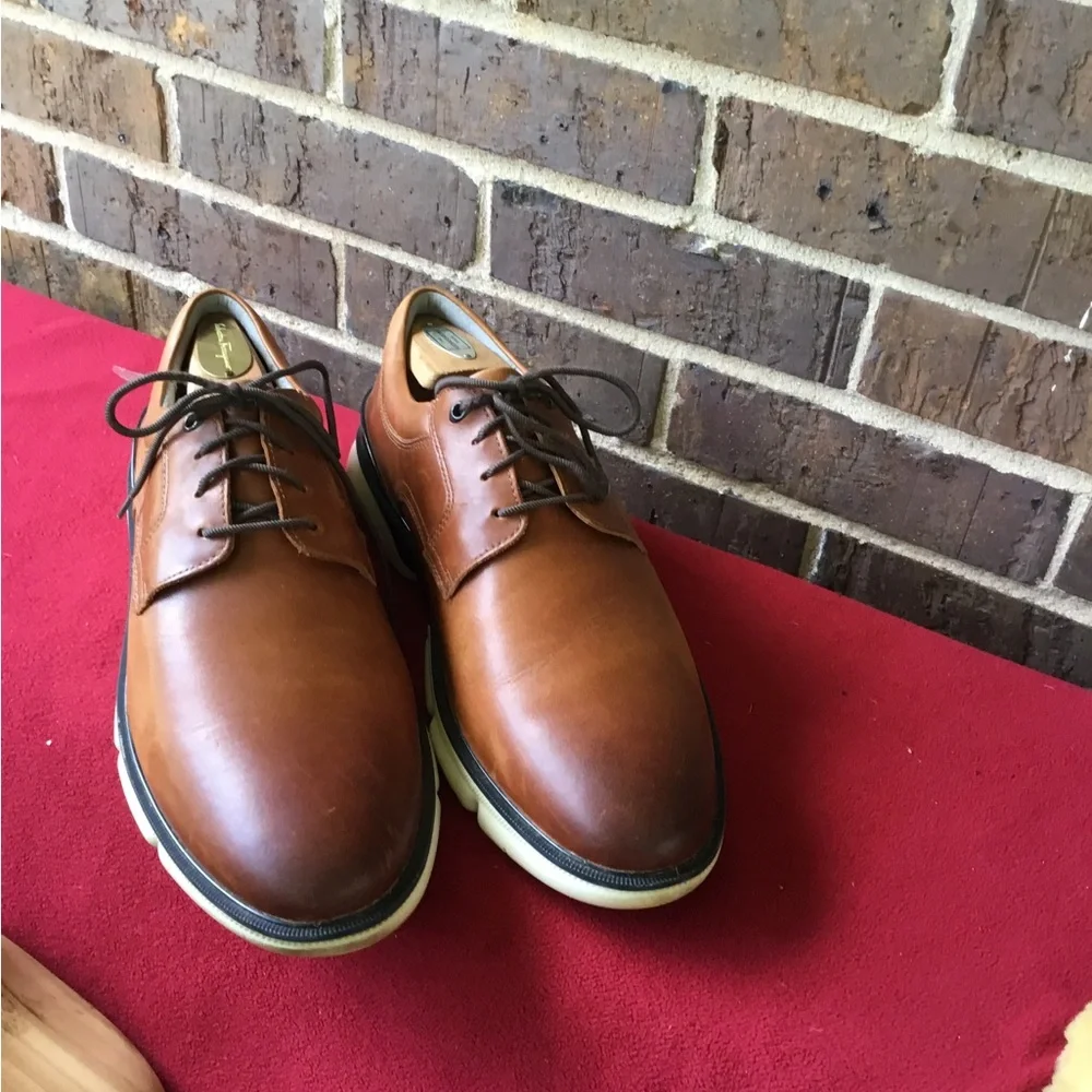 Johnston & Murphy Tan Leather Derby with White Sole
